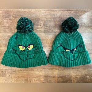 2 Green Dr. Seuss Grinch Knit Beanie with Pom Pom